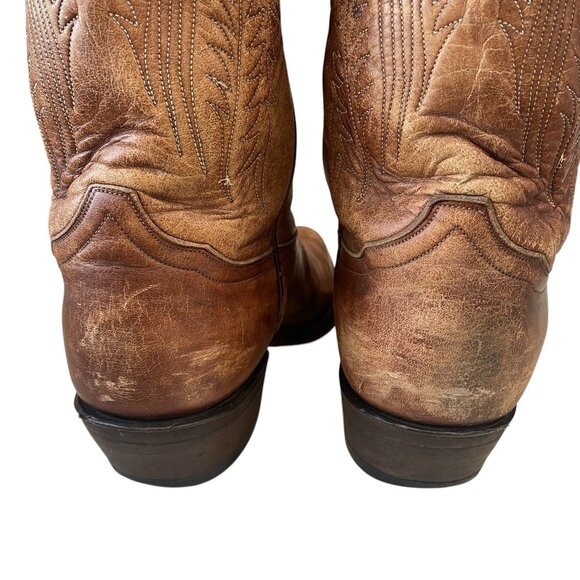 Vintage Tony Lama Cowboy Boots Size 9.5B Distressed Leather Western Riding Ranch - Picture 12 of 16